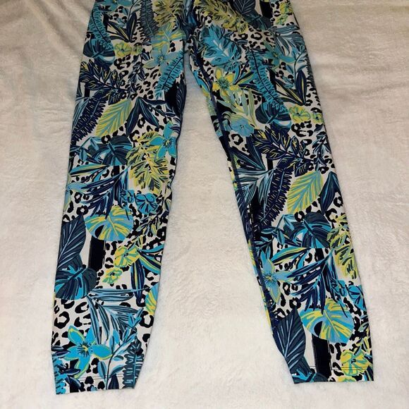 Calvin Klein Performance Womens Large Athletic Leggings Blue Green Abstract EUC - Picture 3 of 9
